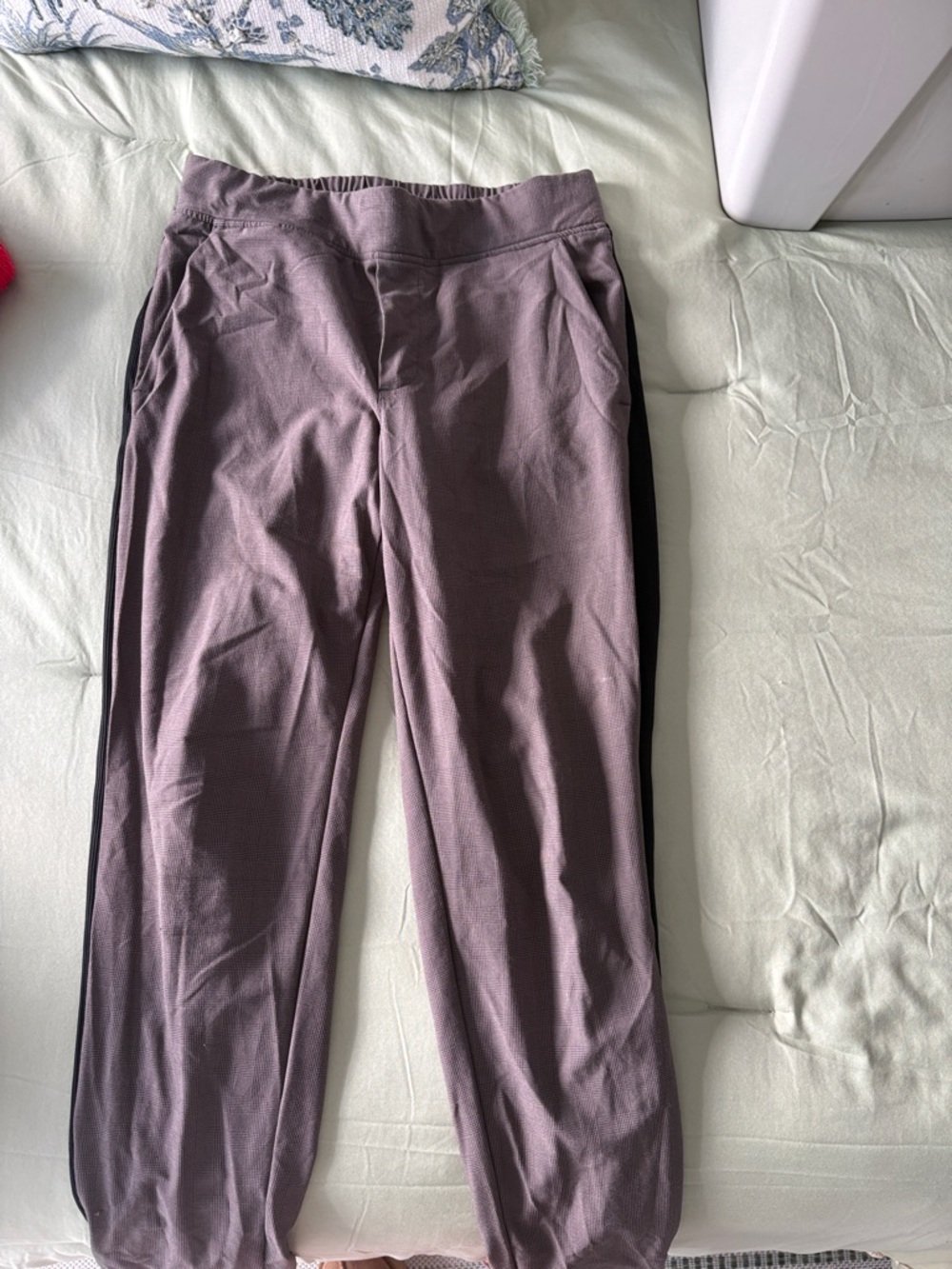 Athleta Brooklyn Ankle Jogger Pants with Black Side Stripe